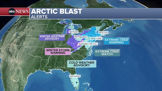 100 million on alert for dangerous cold, as some see coldest winds of season
